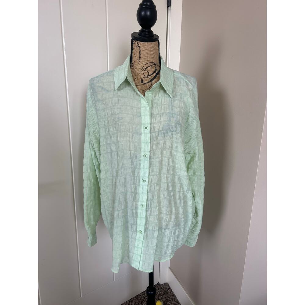 Skylar Rose Lime Green Long Sleeve Button Up Shirt Size S